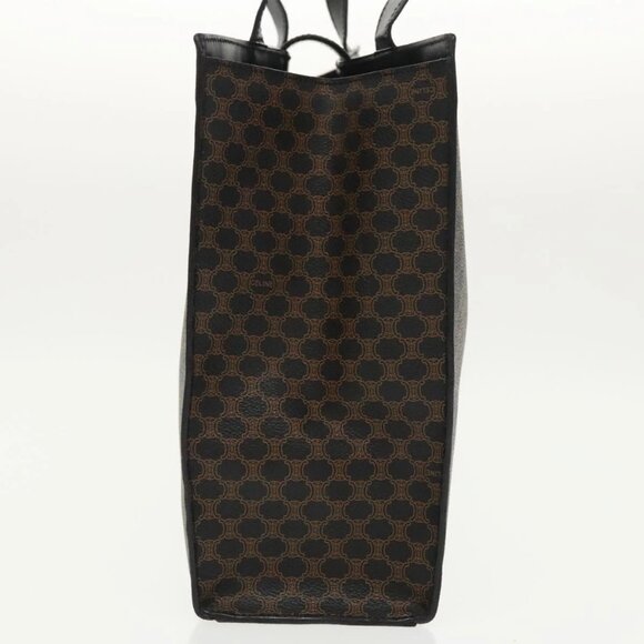 CELINE Macadam Canvas Shoulder Bag PVC Leather Black Gold - Picture 4 of 16